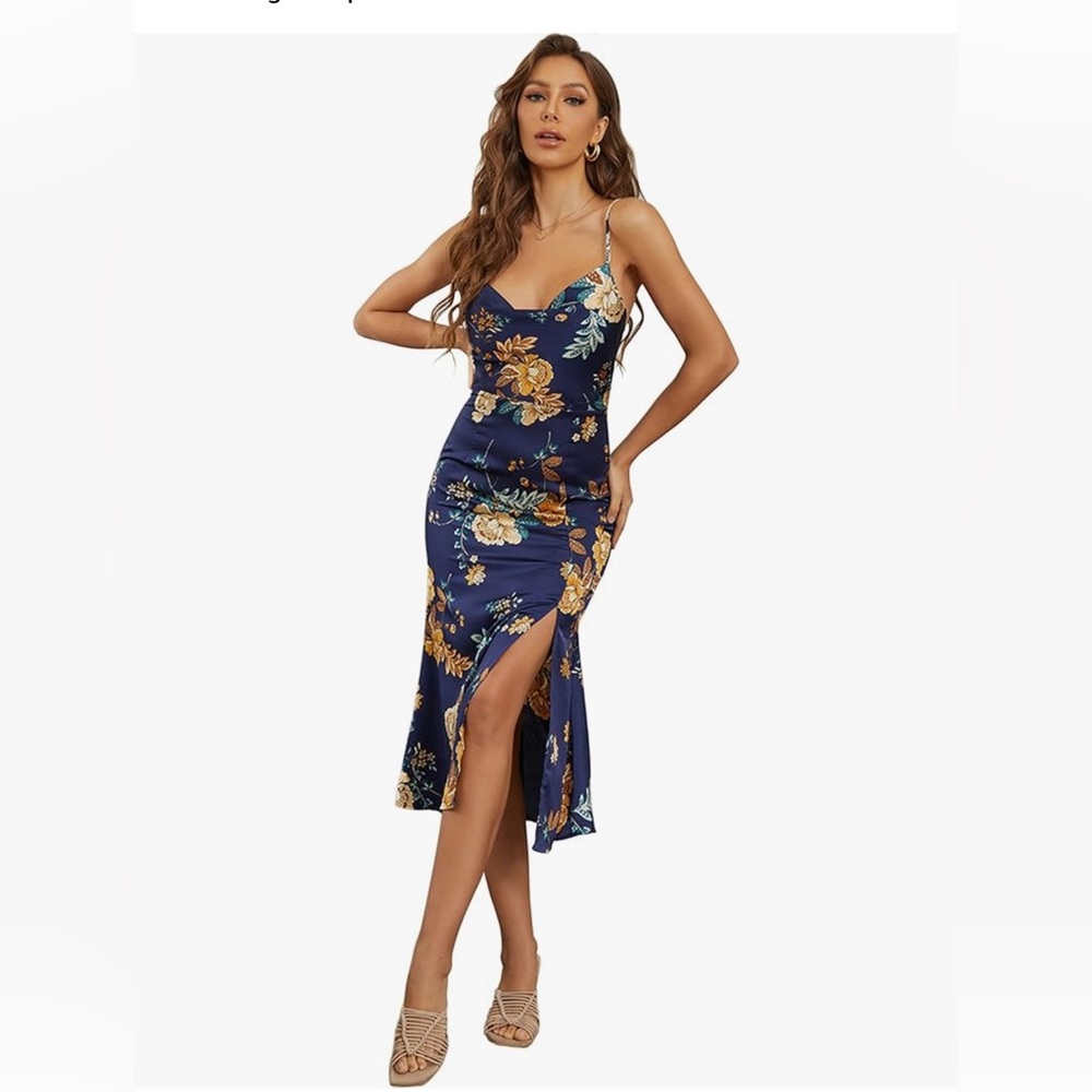 Satin Cowl Neck Dress